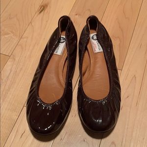 Lanvin burgundy patent flats